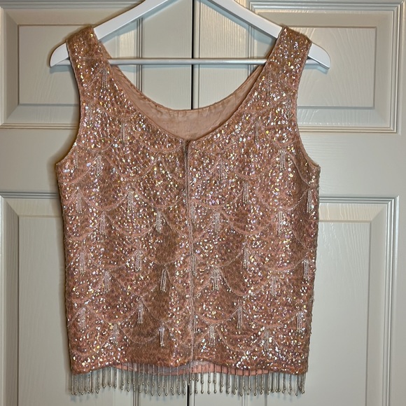 Vintage pink handbeaded top - Picture 3 of 5